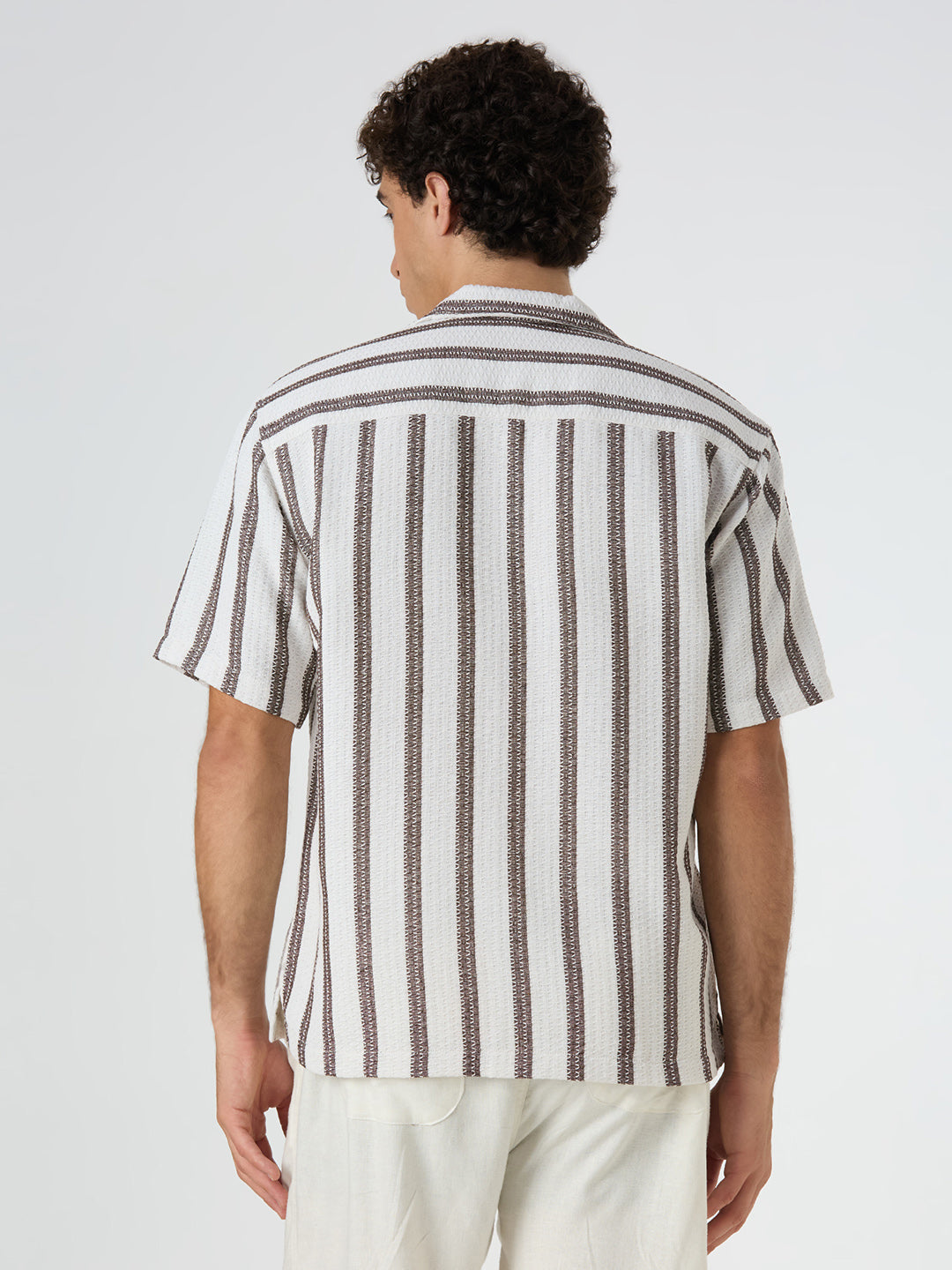 Beam Striped Shirt Brown