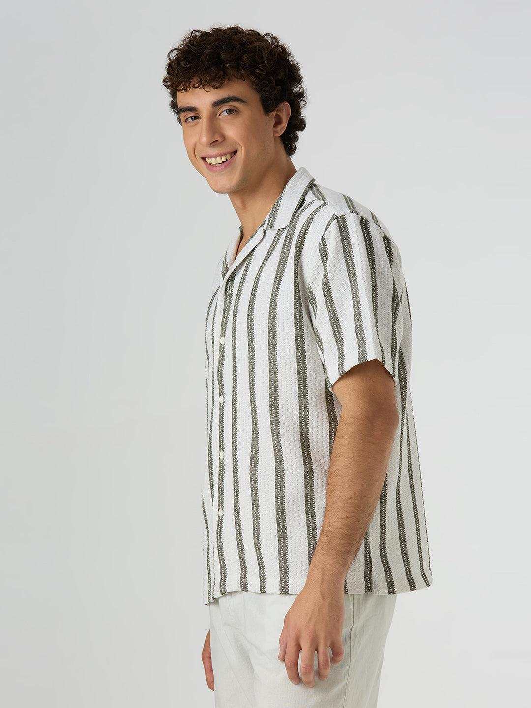 Beam Striped Shirt Green