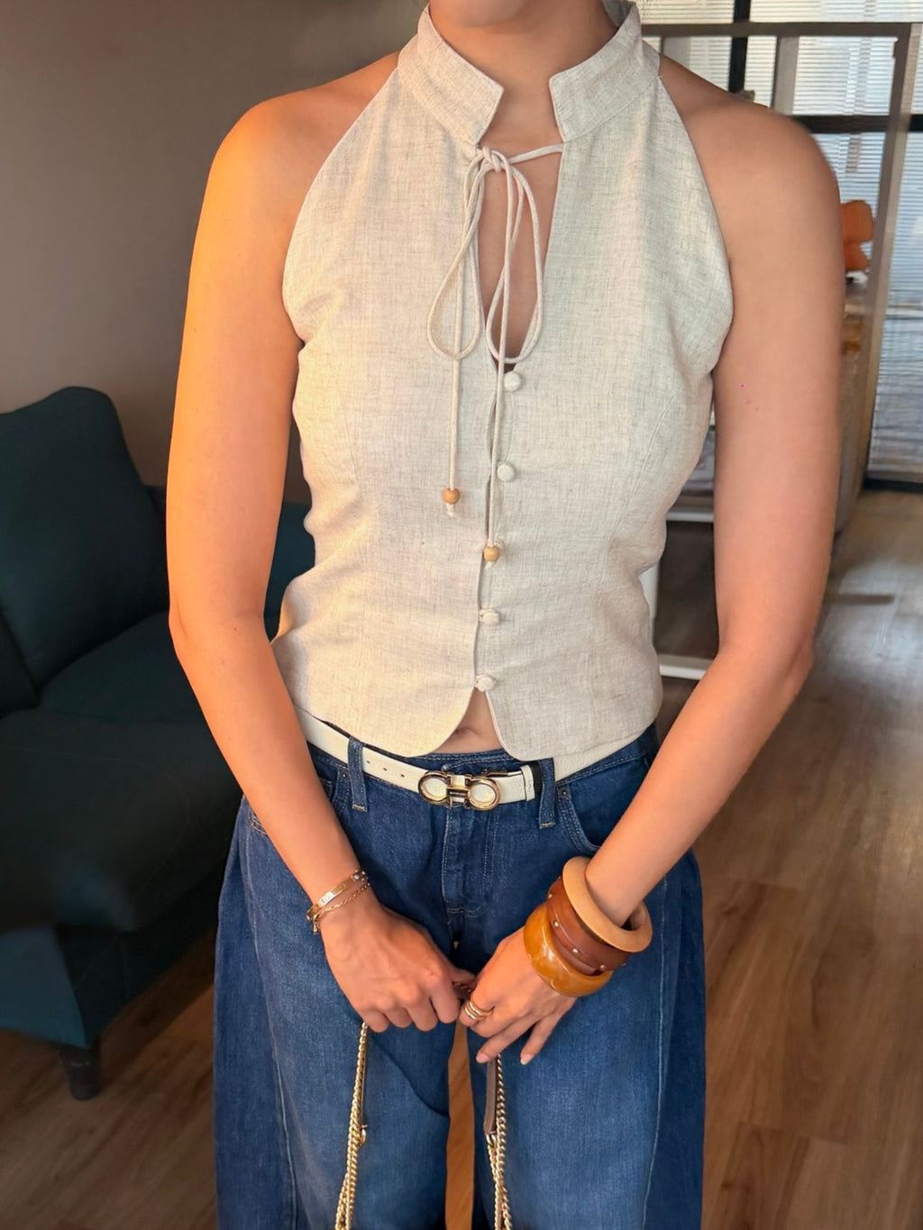 Beige vest top