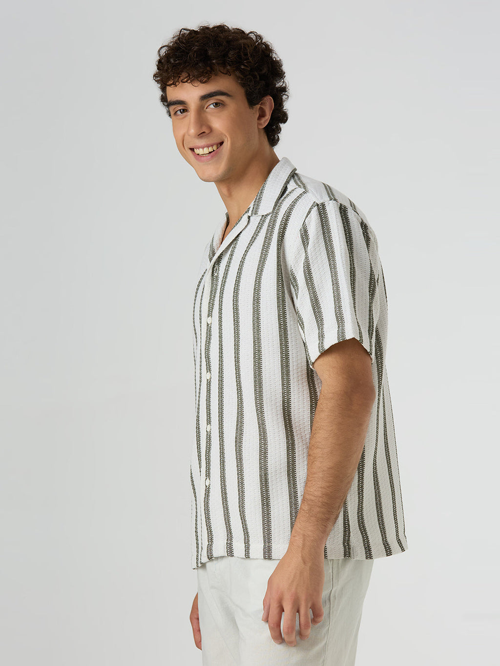 Beam Striped Shirt Green
