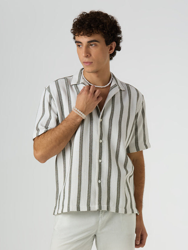 Beam Striped Shirt Green