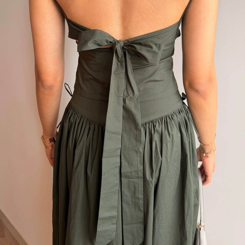 Olive green bow-tie top