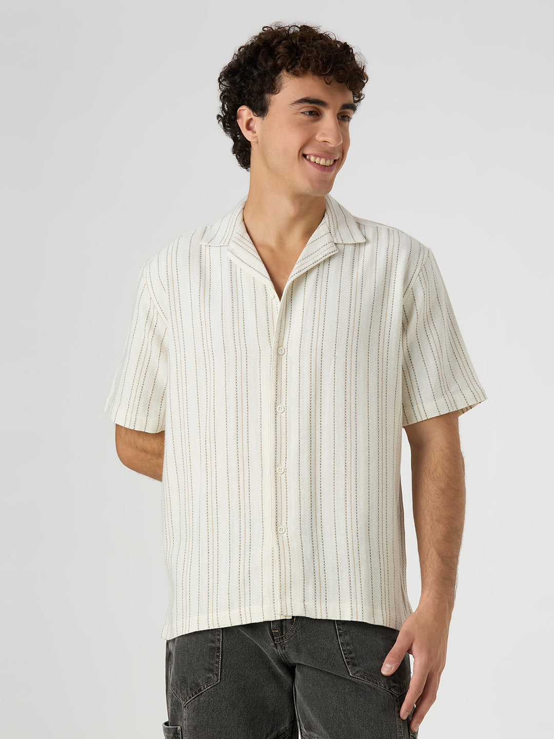 Island Striped Shirt White