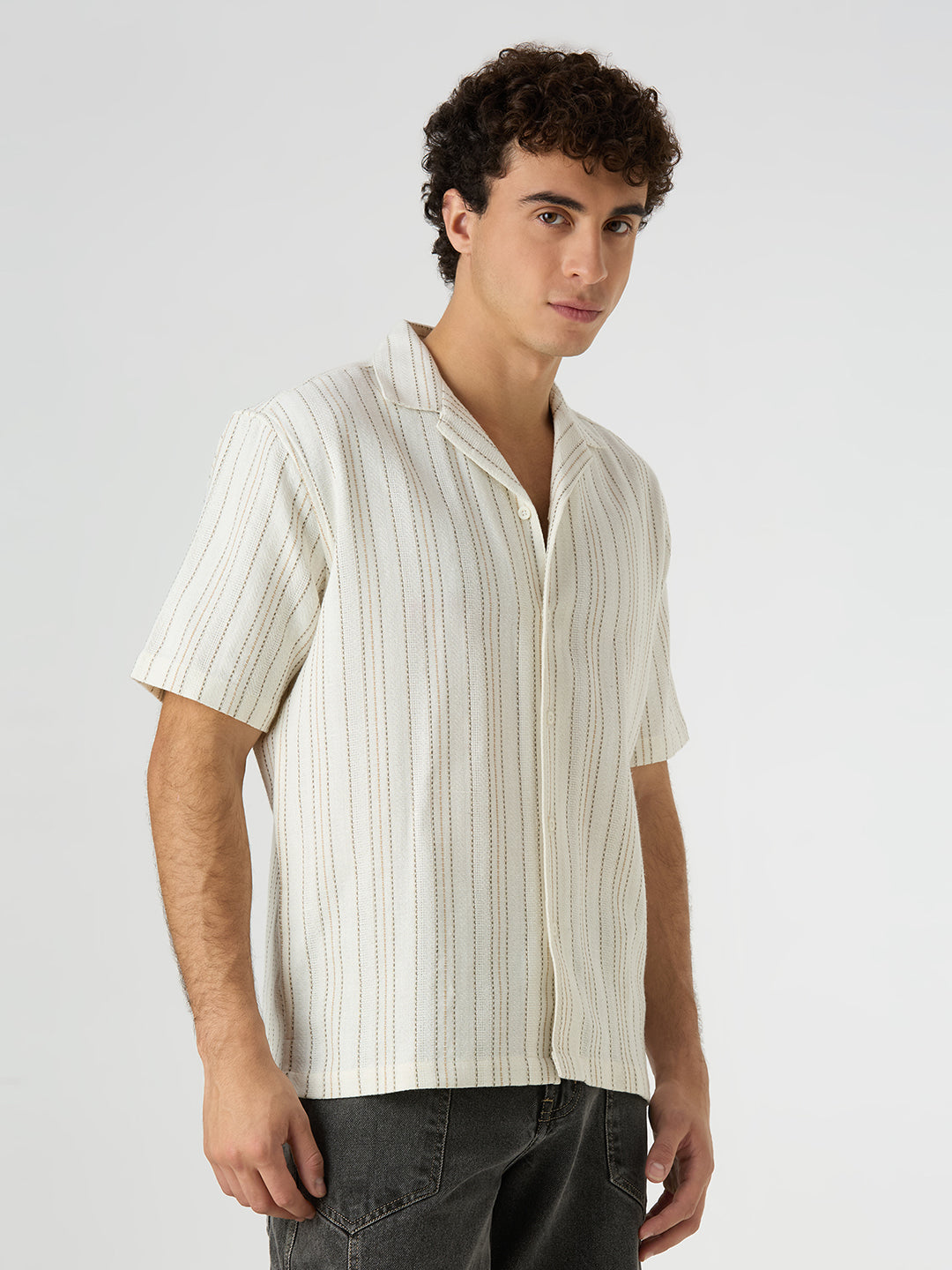 Island Striped Shirt White