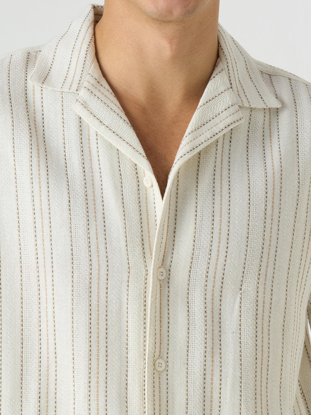 Island Striped Shirt White