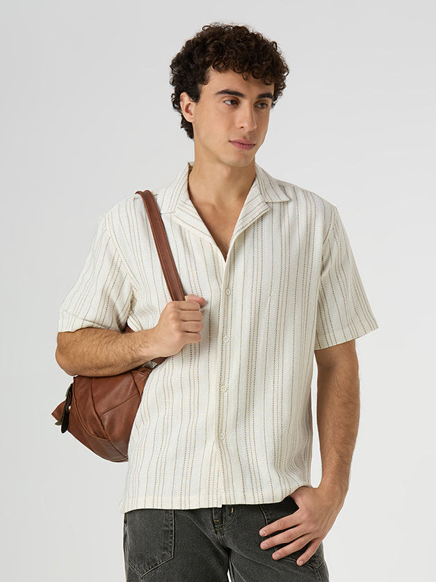 Island Striped Shirt White
