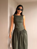 Olive green bow-tie top